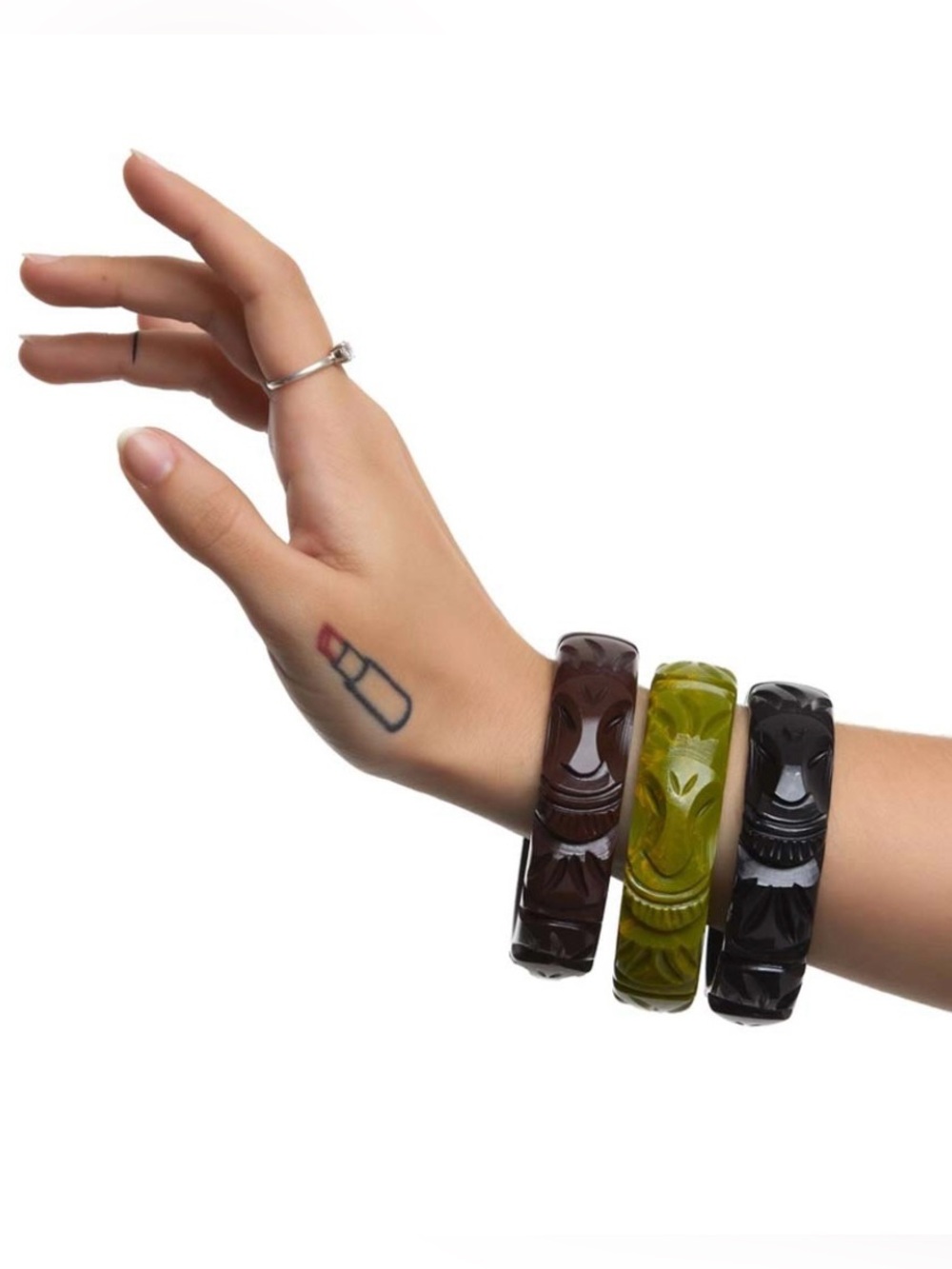 Splendette Black Midi Tiki Moai 🗿 Bangle Duchess Size NWOT